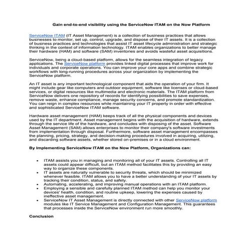 Gain end-to-end visibility using the ServiceNow ITAM on the Now Platform.pdf