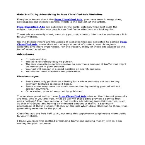 Classifieds Ads Free Unlimited post | PPTX