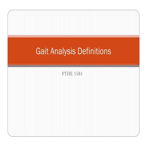 Gait analysis definitions
