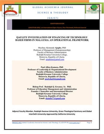 QAULITY INVESTIGATION OF FINANCING OF TECHNOLOGY BASED FIRMS IN MALAYSIA: AN ...