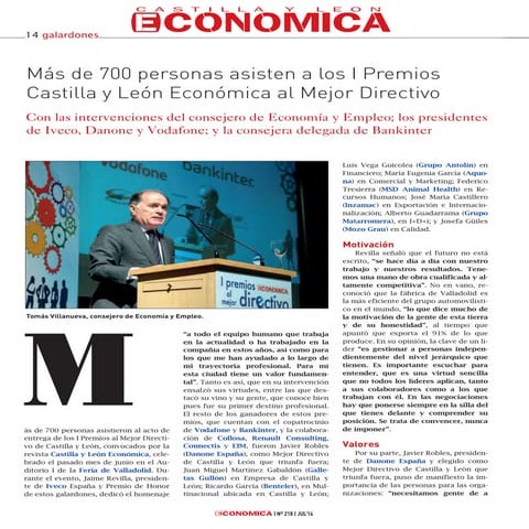 Gala I Premios Castilla y León Económica al Mejor Directivo