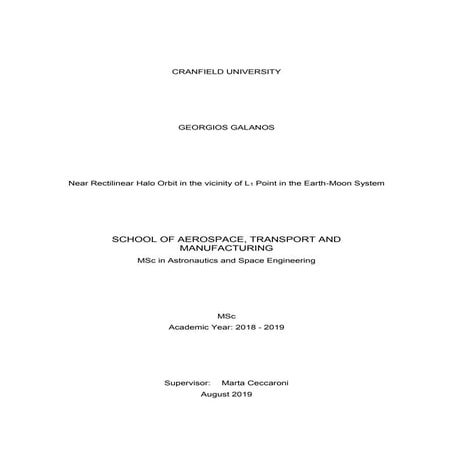 “Near Rectilinear Halo Orbit in the vicinity of L1 Point in the Earth-Moon Sy...