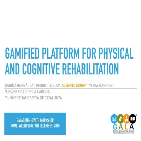 Gamified platfom for physical and cognitive rehabilitation for children