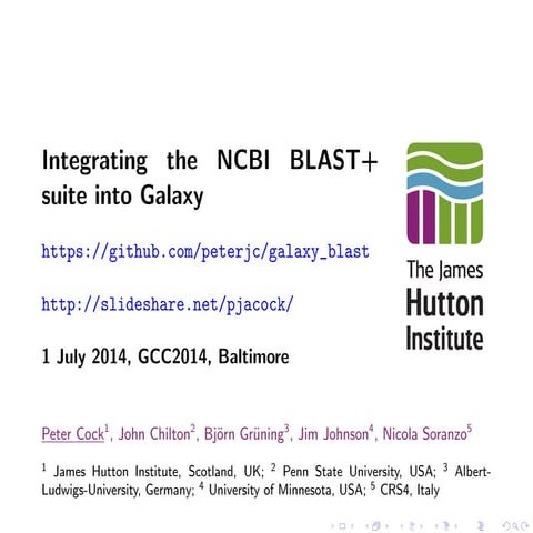 Integrating the NCBI BLAST+ suite into Galaxy