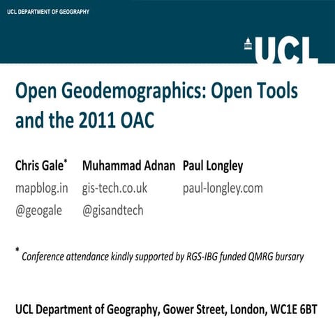 Open Geodemographics: Open Tools and the 2011 OAC