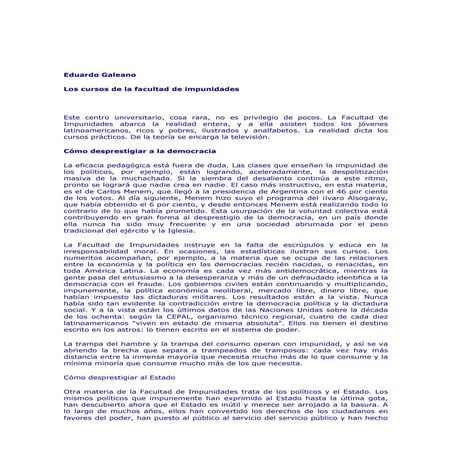 Galeano eduardo   los cursos de la facultad de impunidades