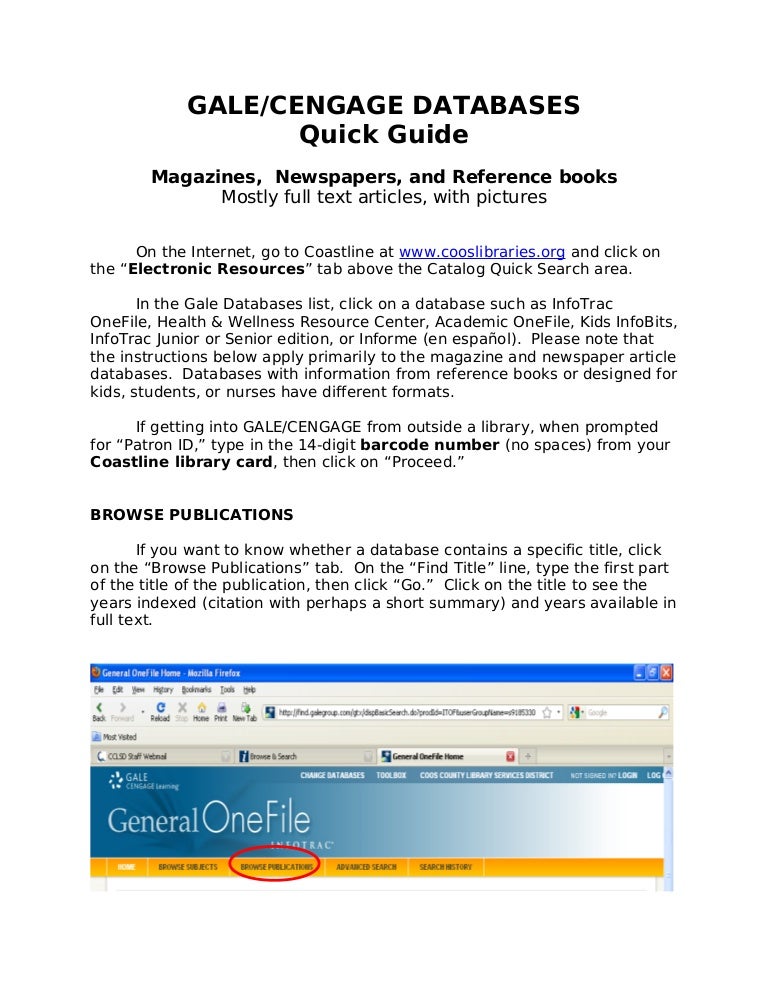 Gale/Cengage Databases Quick Guide