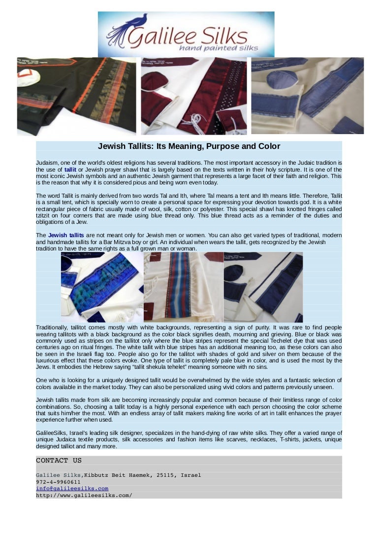 Jewish Tallits Its Meaning, Purpose and Color