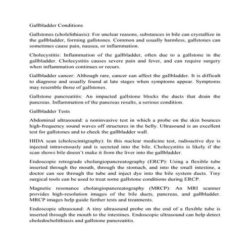 Gallbladder conditions