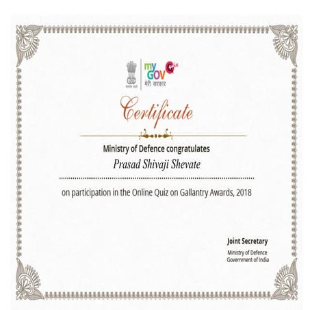 Gallantry awards certificate | PPT