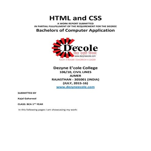 Kajal Gaharwal , BCA Third Year