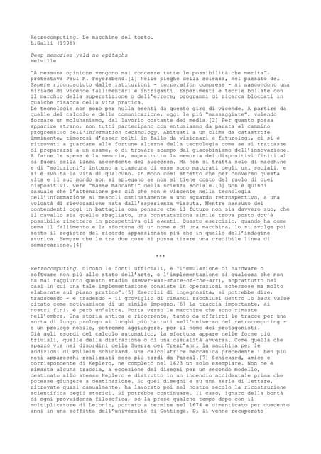 Retrocomputing. Le macchine del torto. 1998