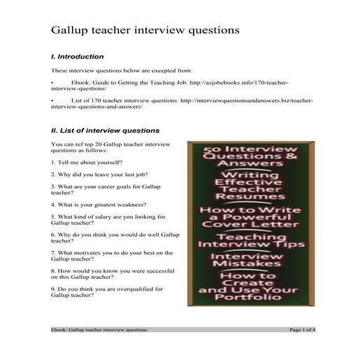 Gallup teacher interview questions