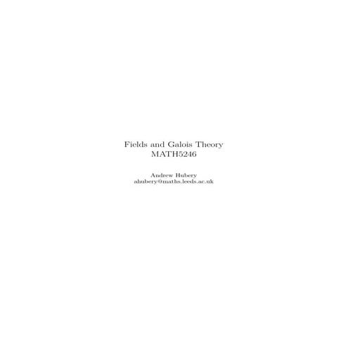 Galois theory andrew hubery