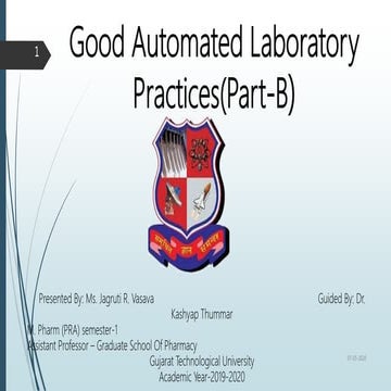 GOOD AUTOMATED LABORATORY PRACTICE