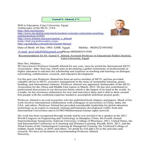 Gamal s. ahmed, cv. size less.