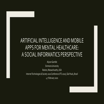 Artificial Intelligence and Mobile Apps for Mental Healthcare: A Social Infor...