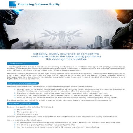 Game Testing at Indium Software - Case Study