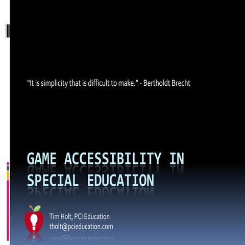 Game accessibilty in special education