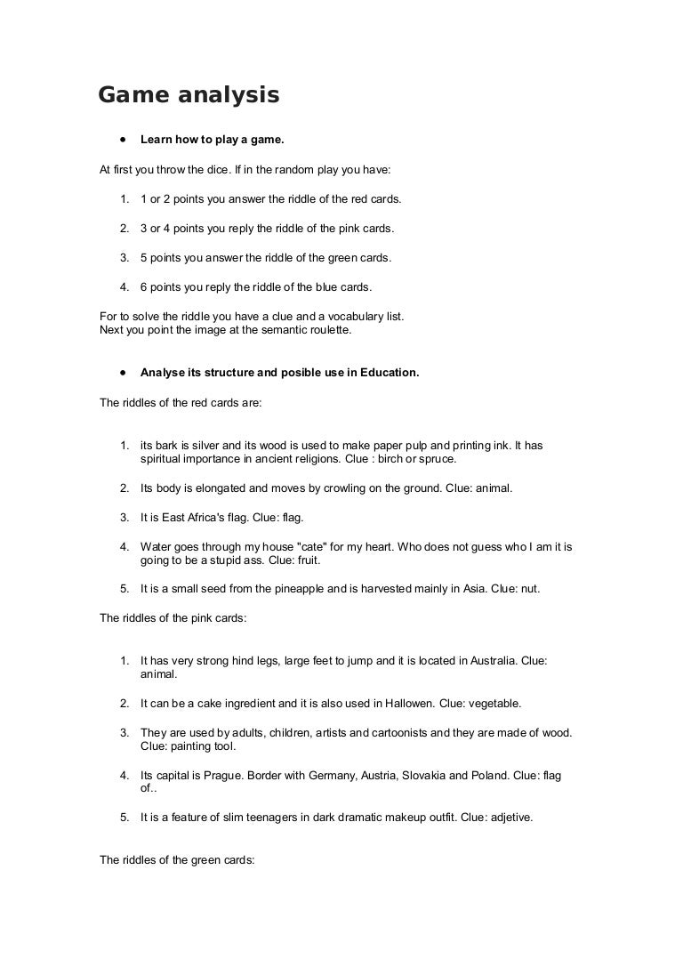 Game analysis pdf