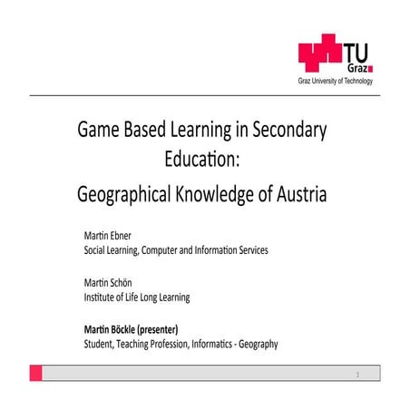Game based learning in Secundary Education