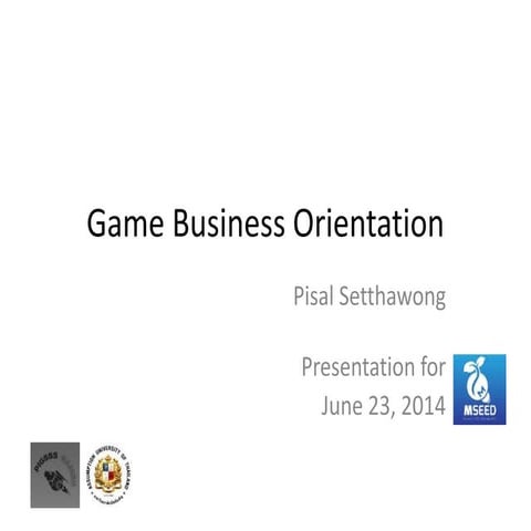 Game Business Overview Talk - A Presentation at the MSeed Accelerator Program