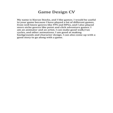 Game design cv