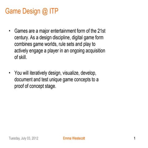 Game design@itp v3