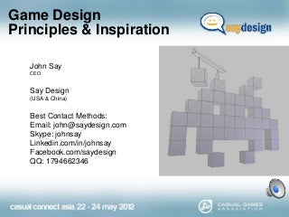 Game Design Principles and Inspiration