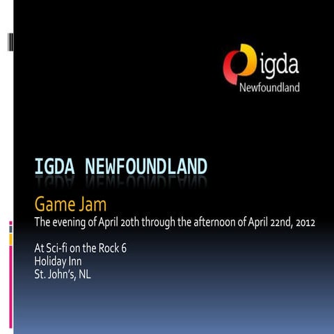 IGDA NL Game Jam at Sci Fi on the Rock 2012