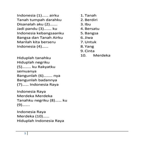 Lirik indonesia raya 3 stanza | DOCX
