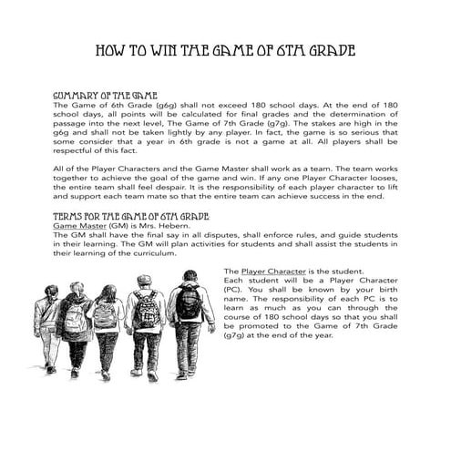 Game of 6th Grade Rules