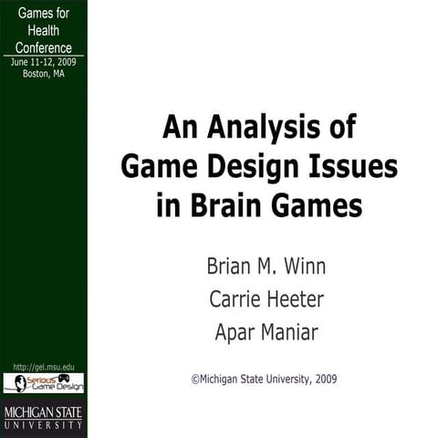 An analysis of Game Design Issues in Brain Games