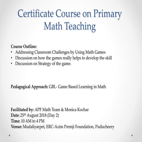 Game based learning in Primary math classrooms