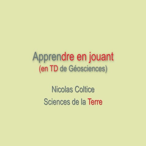 Apprendre en jouant : un semestre de TD en Géosciences à l'Université
