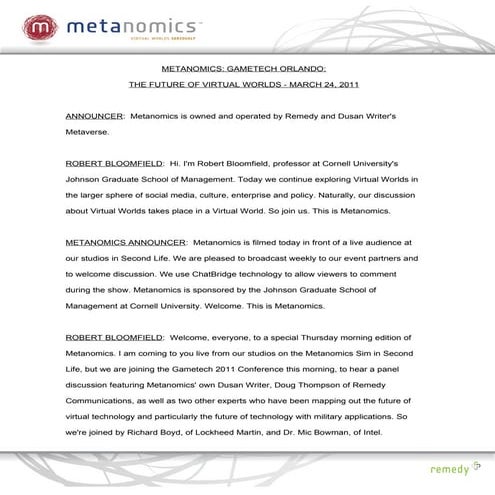 Gametech orlandothefutureofvirtualworlds