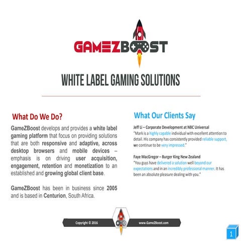 GameZBoost White Label Gaming Platform Overview
