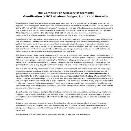 Gamification Elements Glossary 