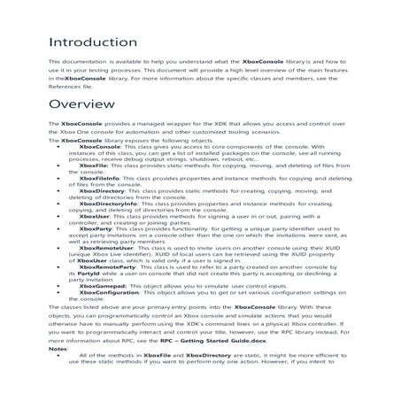 Gaming console technology documentation taking xbox one as referrence