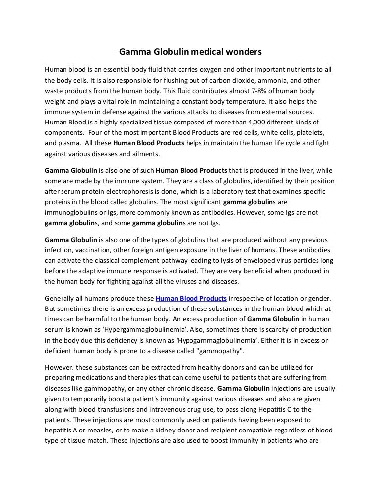 Gamma globulin medical wonders
