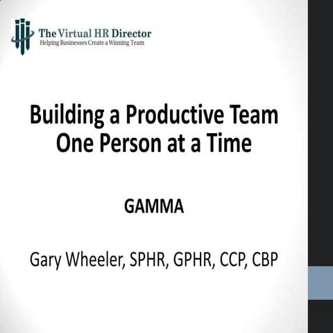 Building a Productive Team One Person at a Time