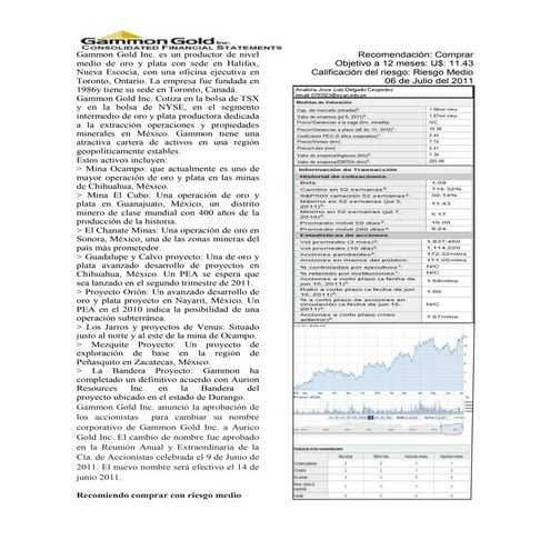 Gammon gold inc.aurico gold