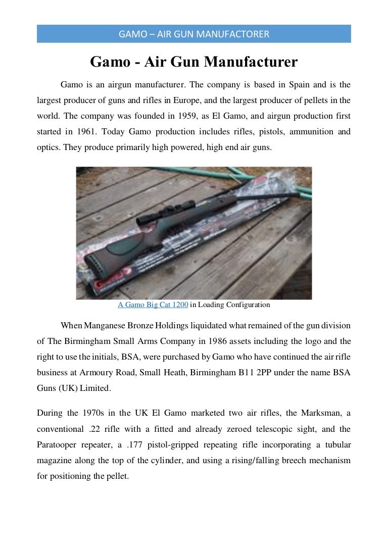 Gamo Air Rifle Maintenance Manual