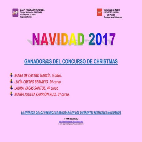 Ganador@s christmas 2017.Pereda_Leganés