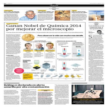 Ganan nobel de química 2014 por mejorar el microscopio
