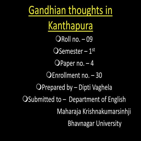 Gandhian thoughts in kanthapura