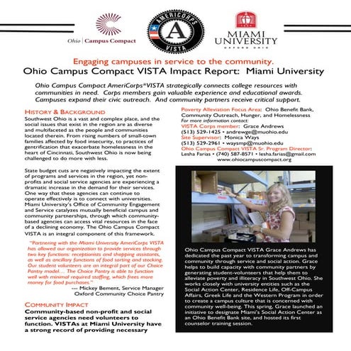 2011 Miami University Ohio Campus Compact VISTA Report