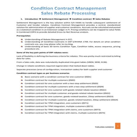 S4 HANA  sattlement management_Ganesh Tarlana 
