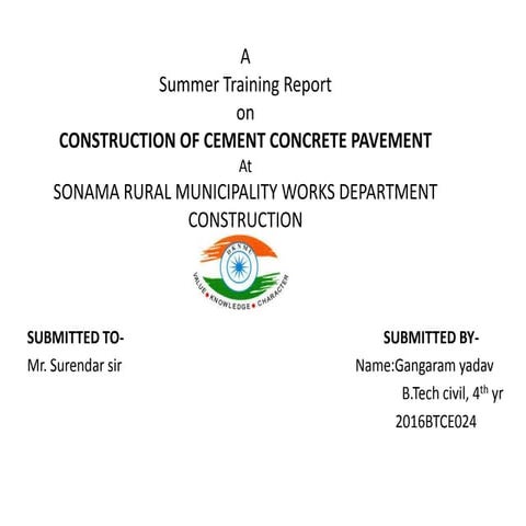 CONSTRUCTION OF CEMENT CONCRETE ROAD | PPTX
