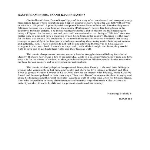 Melody Katanyag BACR 2-1-Ganito kami noon, paano kayo ngayon